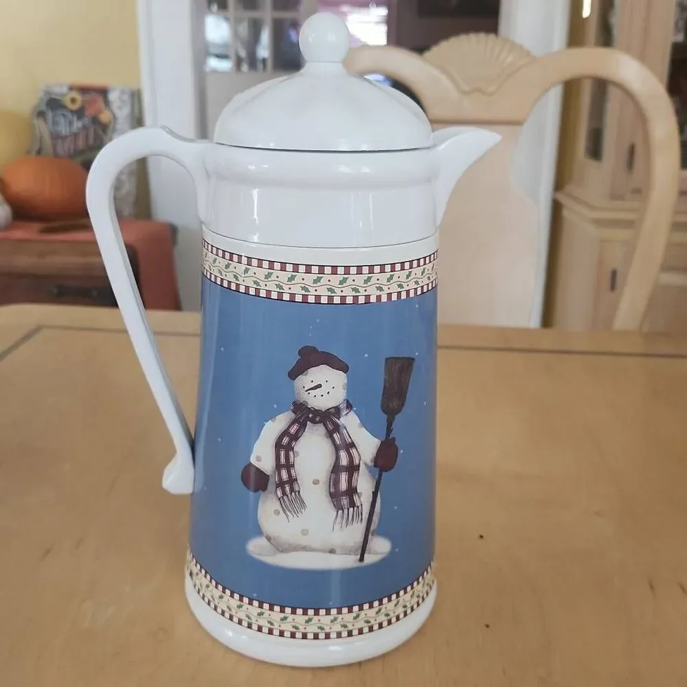 Vintage Debbie Mumm insulated snowman carafe